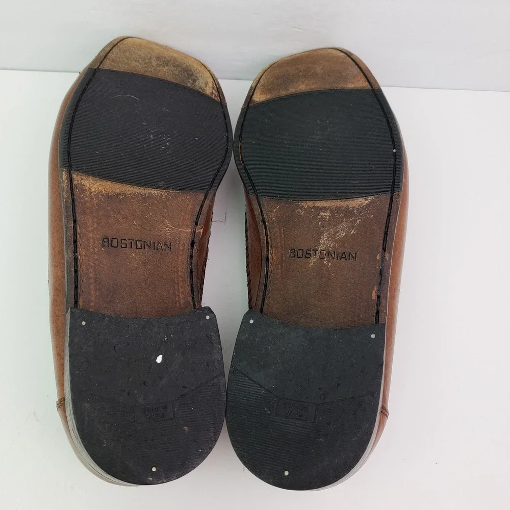 Bostonian Mens Size 11 Brown Leather Slip On Formal Tassel Loafer Shoes